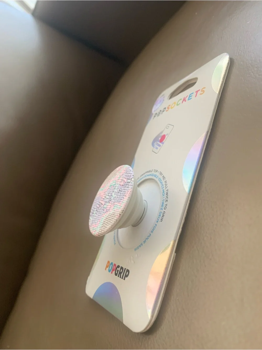 PopSocket PopGrip Sequin Phone Grip in Iridescent Pink and Blue